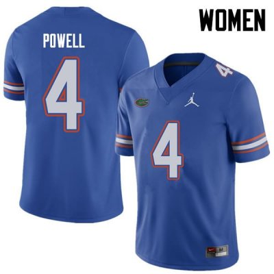 Women's Florida Gators #4 Brandon Powell NCAA Jordan Brand Royal Authentic Stitched College Football Jersey AGY8862BZ